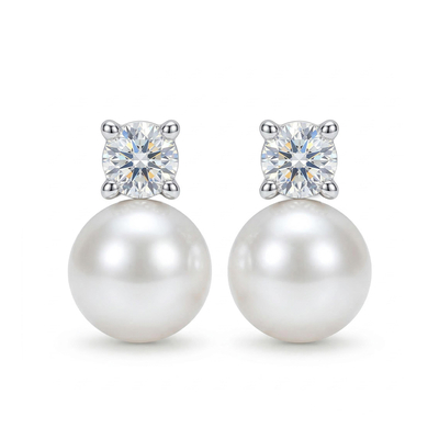 Diamond Pearl Stud Earrings