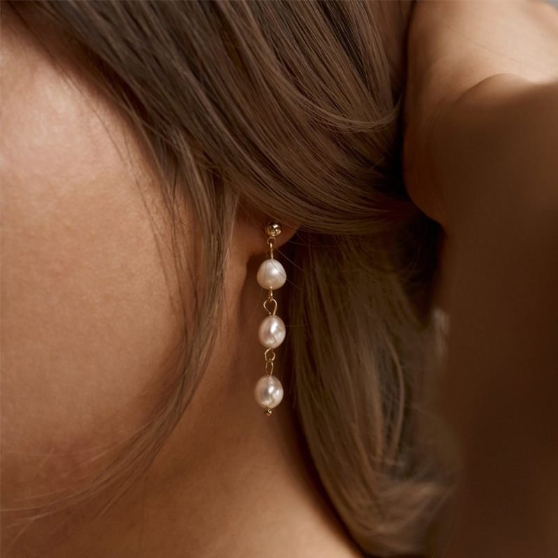 Baroque Long Pearl Earrings