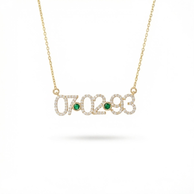 Personalized Birthstone Date Necklace