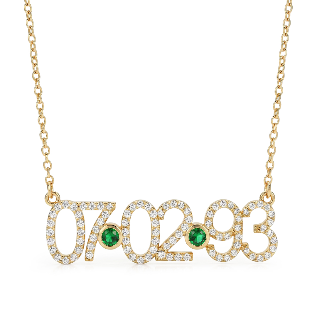 Personalized Birthstone Date Necklace