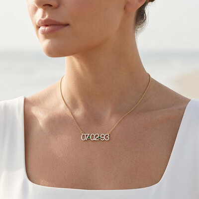 Personalized Birthstone Date Necklace
