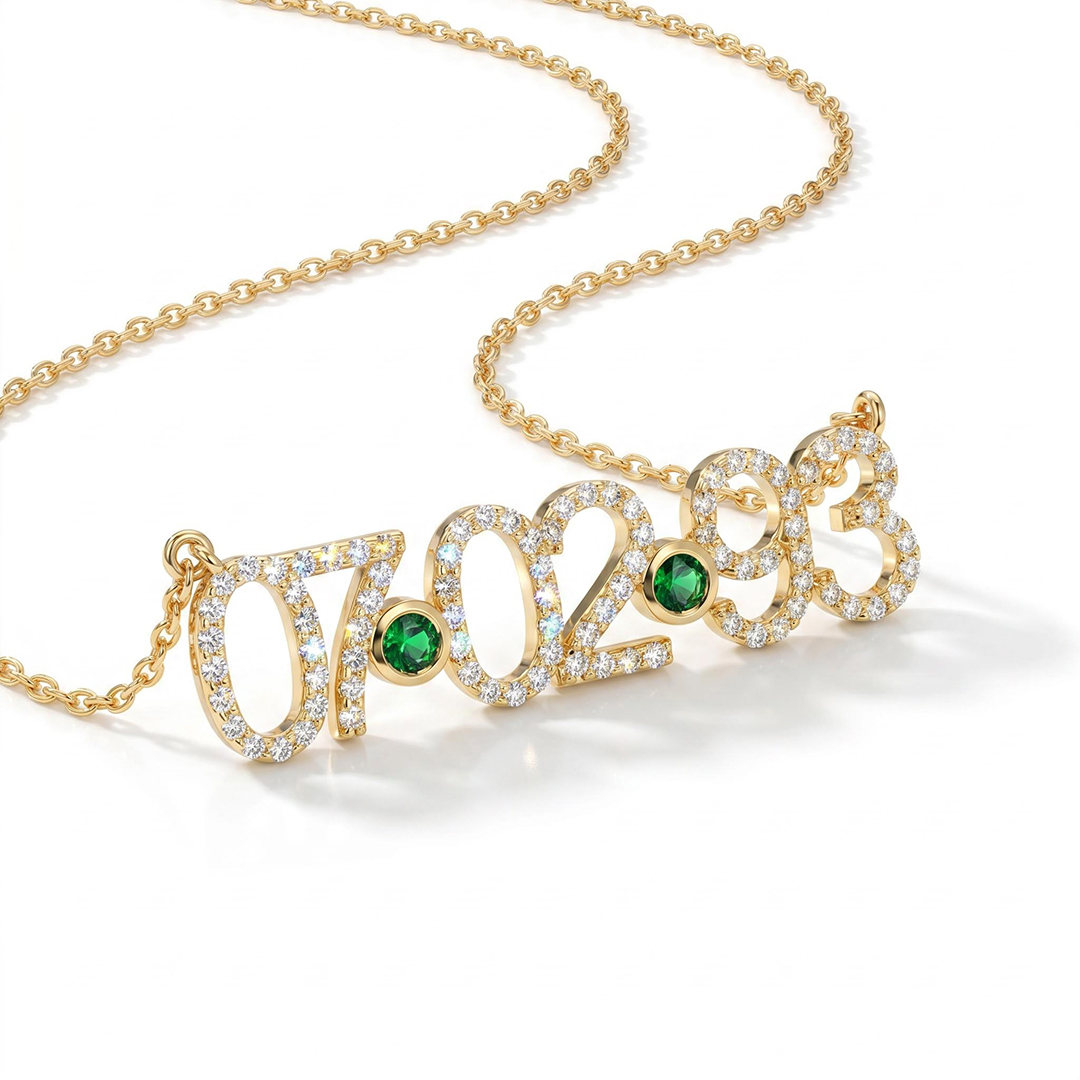 Personalized Birthstone Date Necklace