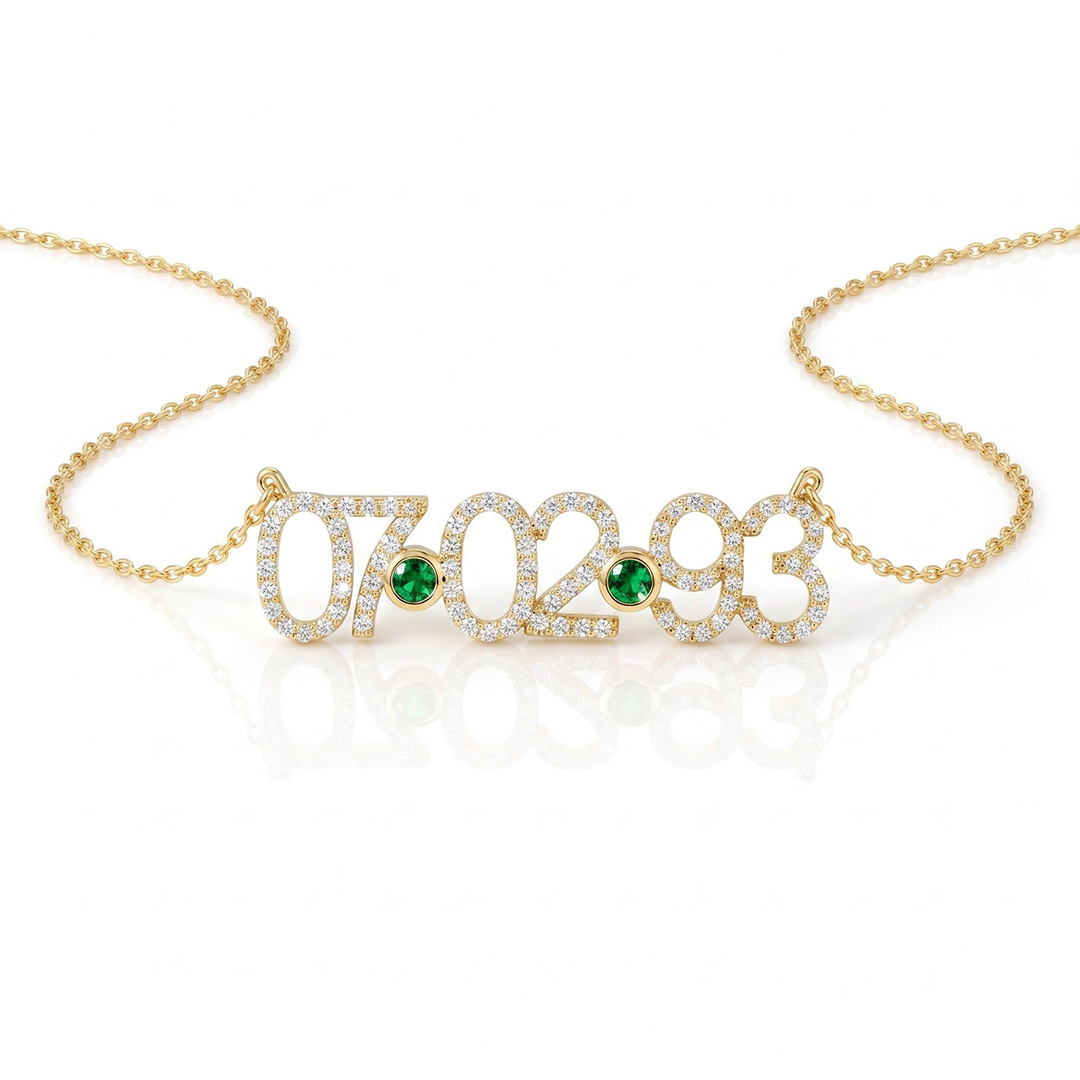 Personalized Birthstone Date Necklace