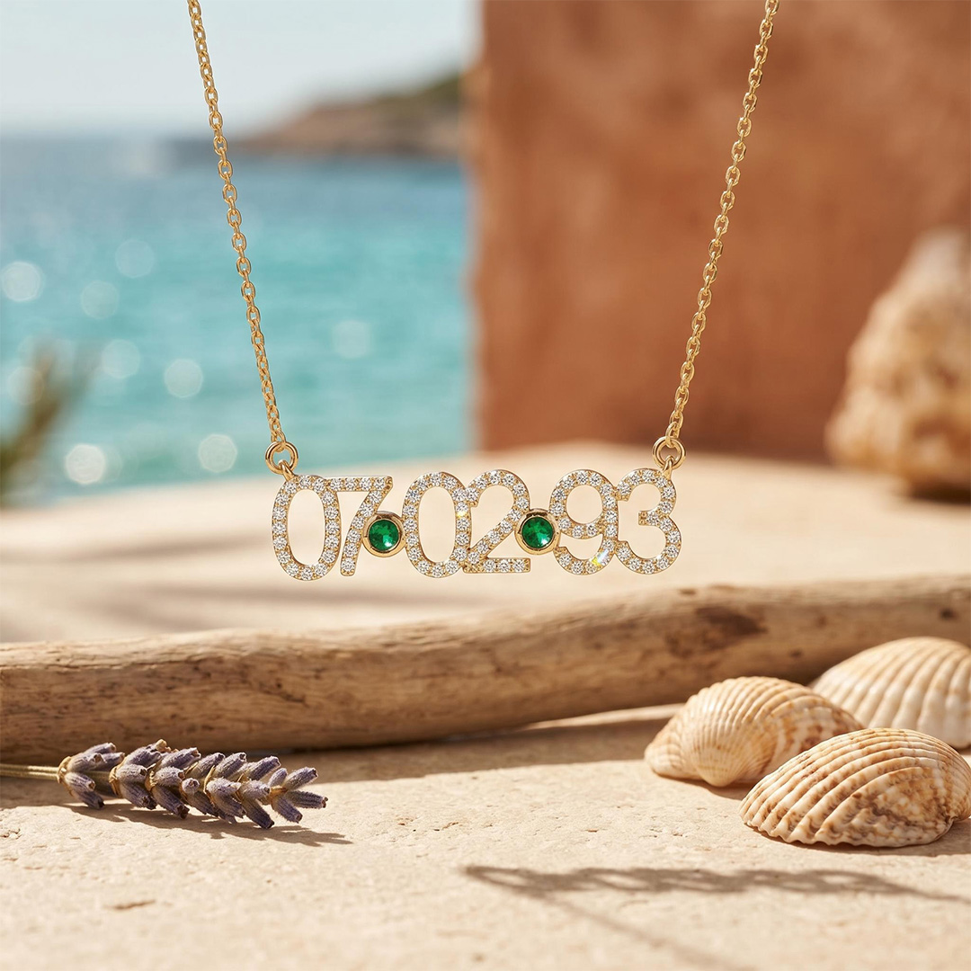 Personalized Birthstone Date Necklace