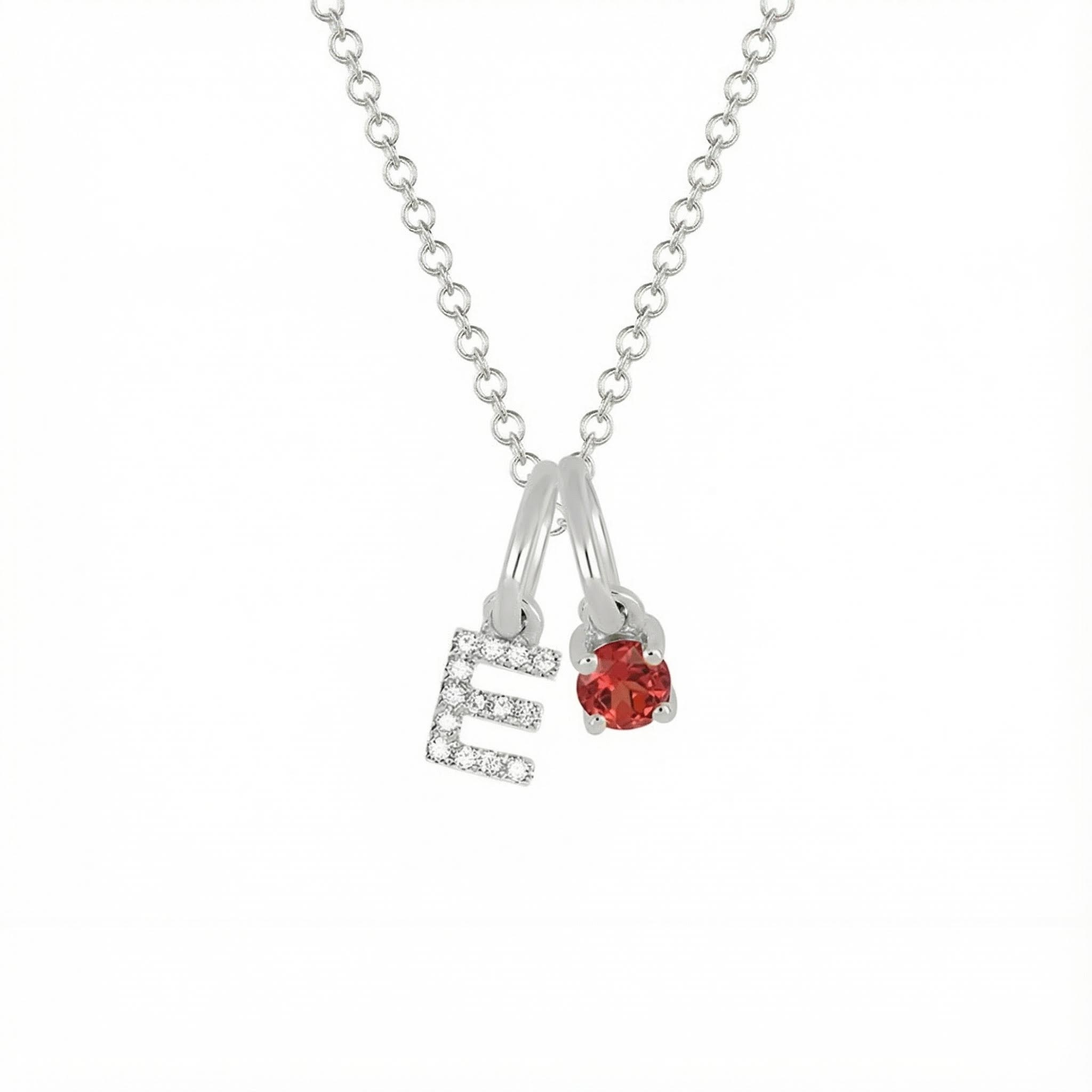 Diamond Initial & Birthstone Charm Necklace Diamond Initial & Birthstone Charm Necklace