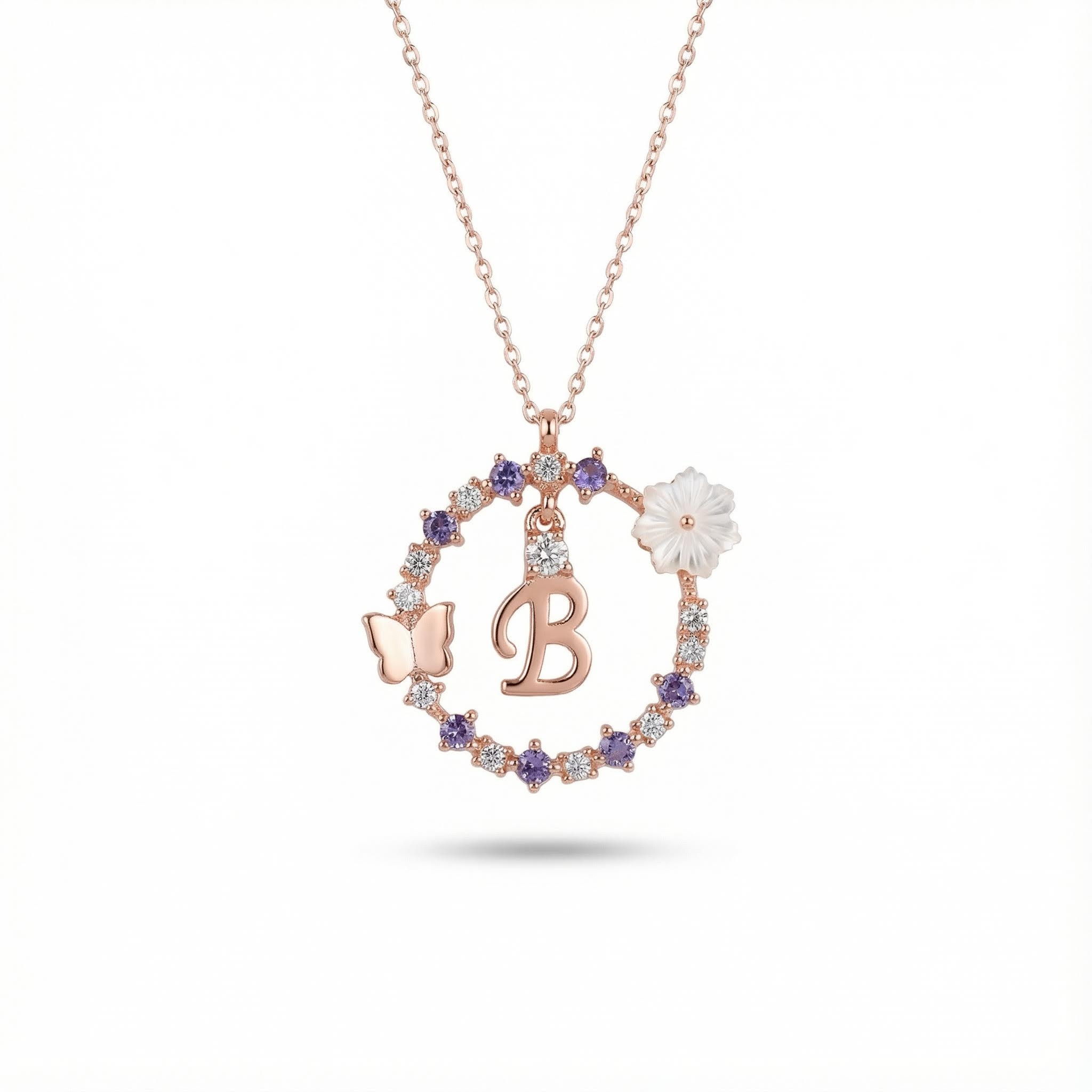 Diamond Magnolia Initial Necklace Diamond Magnolia Initial Necklace