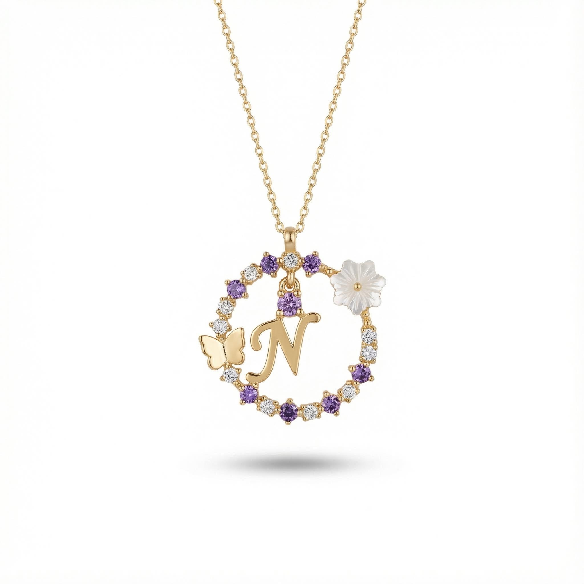 Diamond Magnolia Initial Necklace Diamond Magnolia Initial Necklace