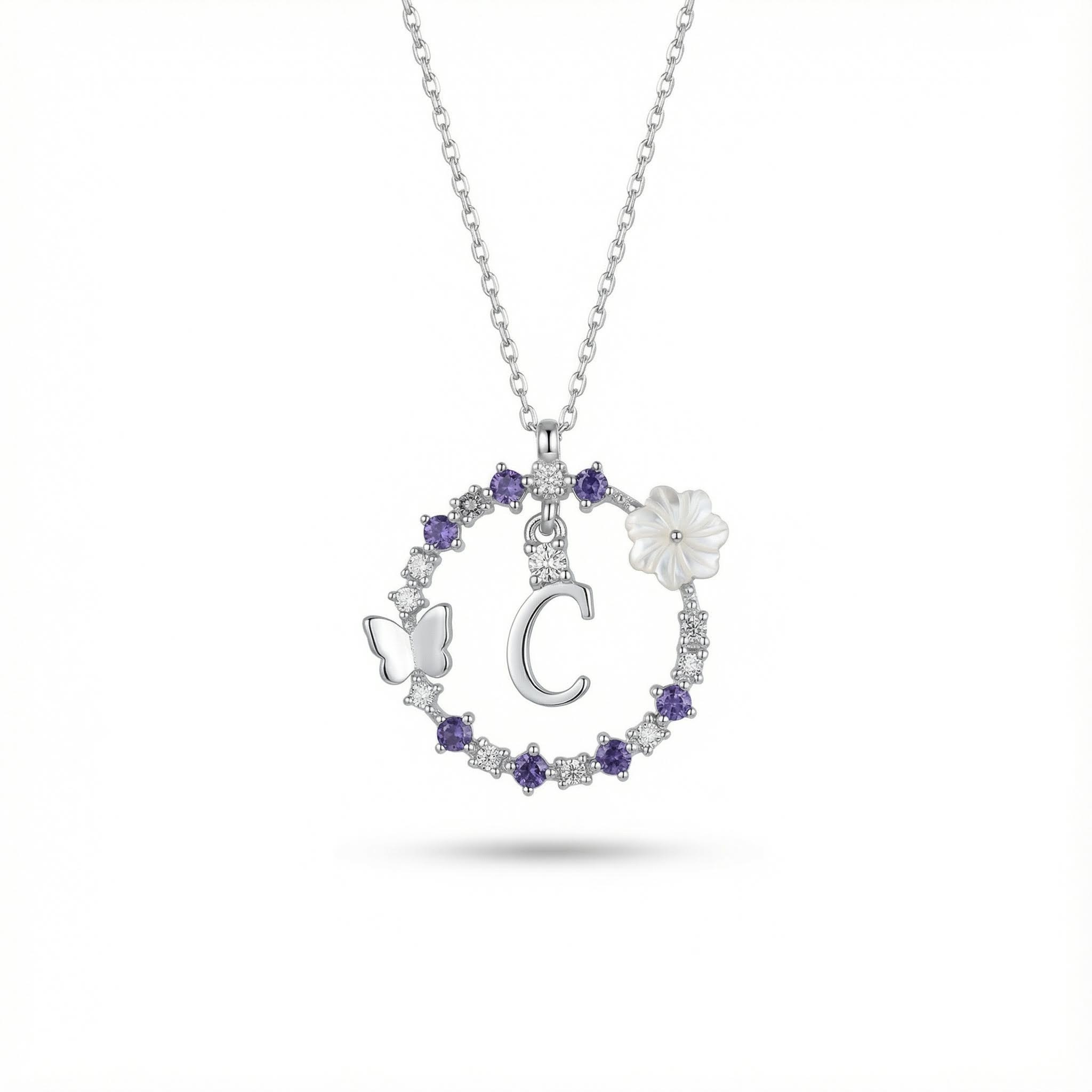 Diamond Magnolia Initial Necklace Diamond Magnolia Initial Necklace