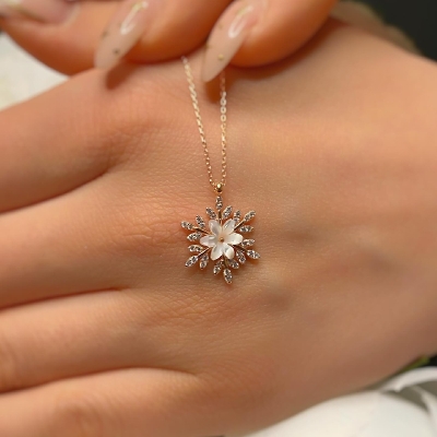 Snowflake Luminous Stone Rose Necklace