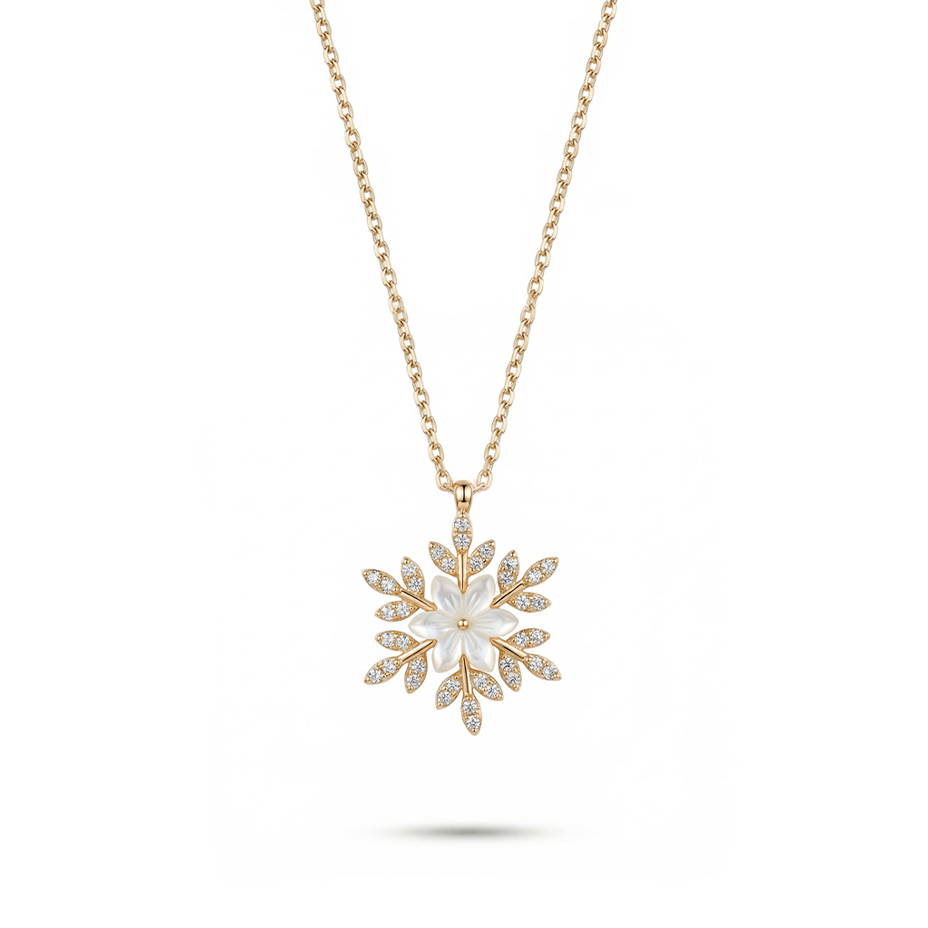 Snowflake Luminous Stone Rose Necklace