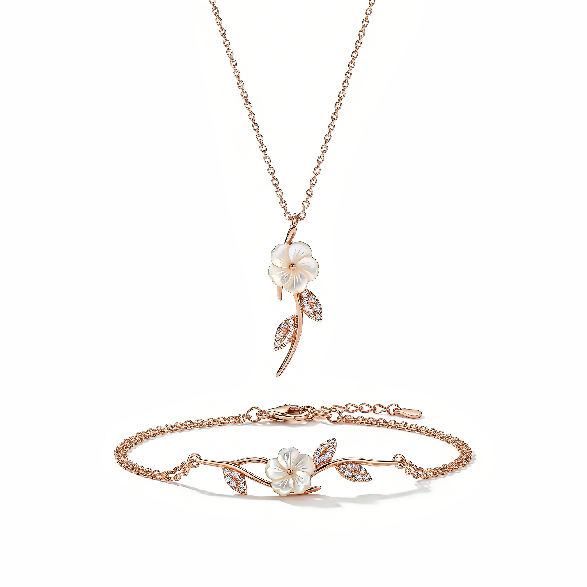 Magnolia Rose Necklace & Bracelet Set