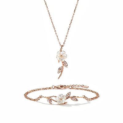 Magnolia Rose Necklace & Bracelet Set