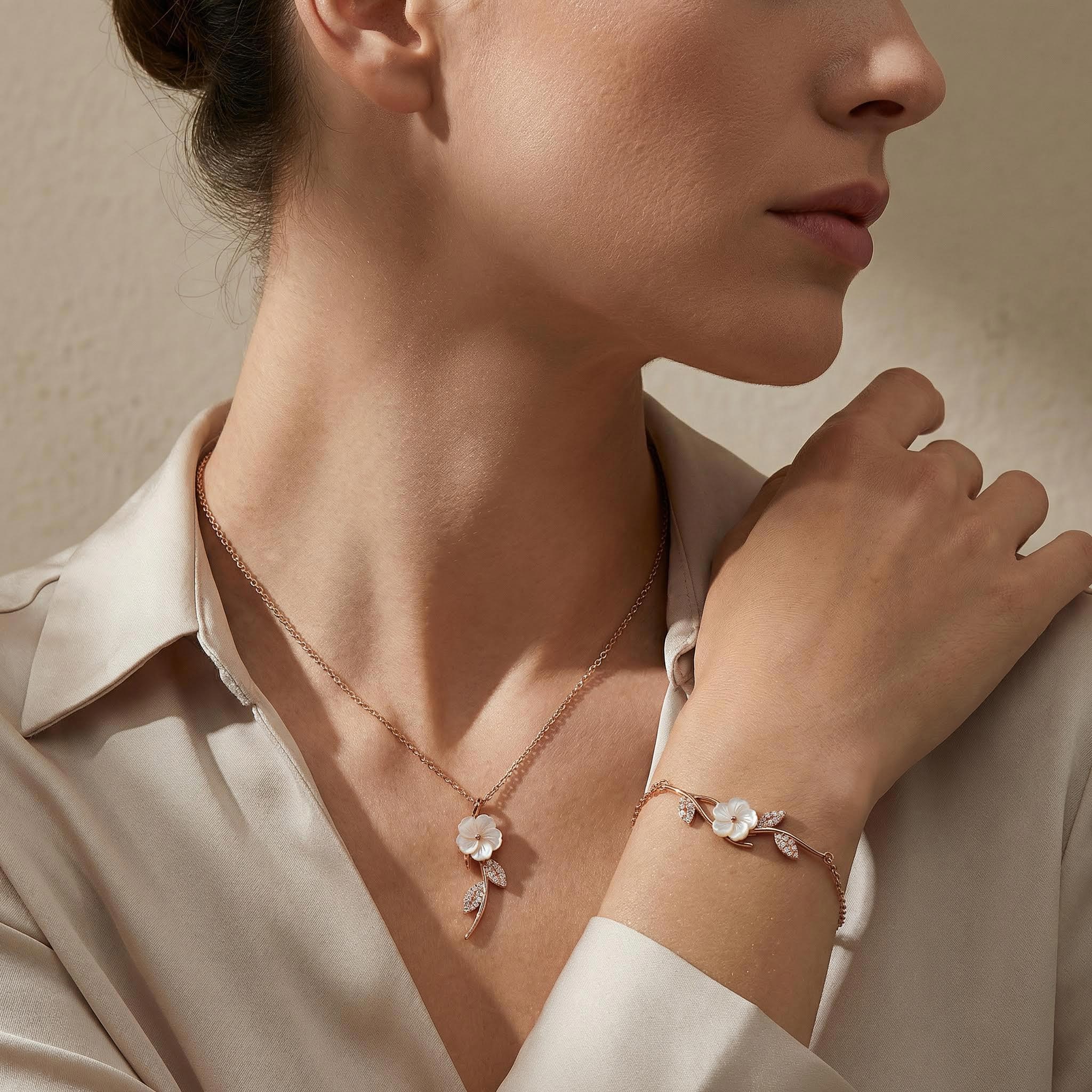 Magnolia Rose Necklace & Bracelet Set