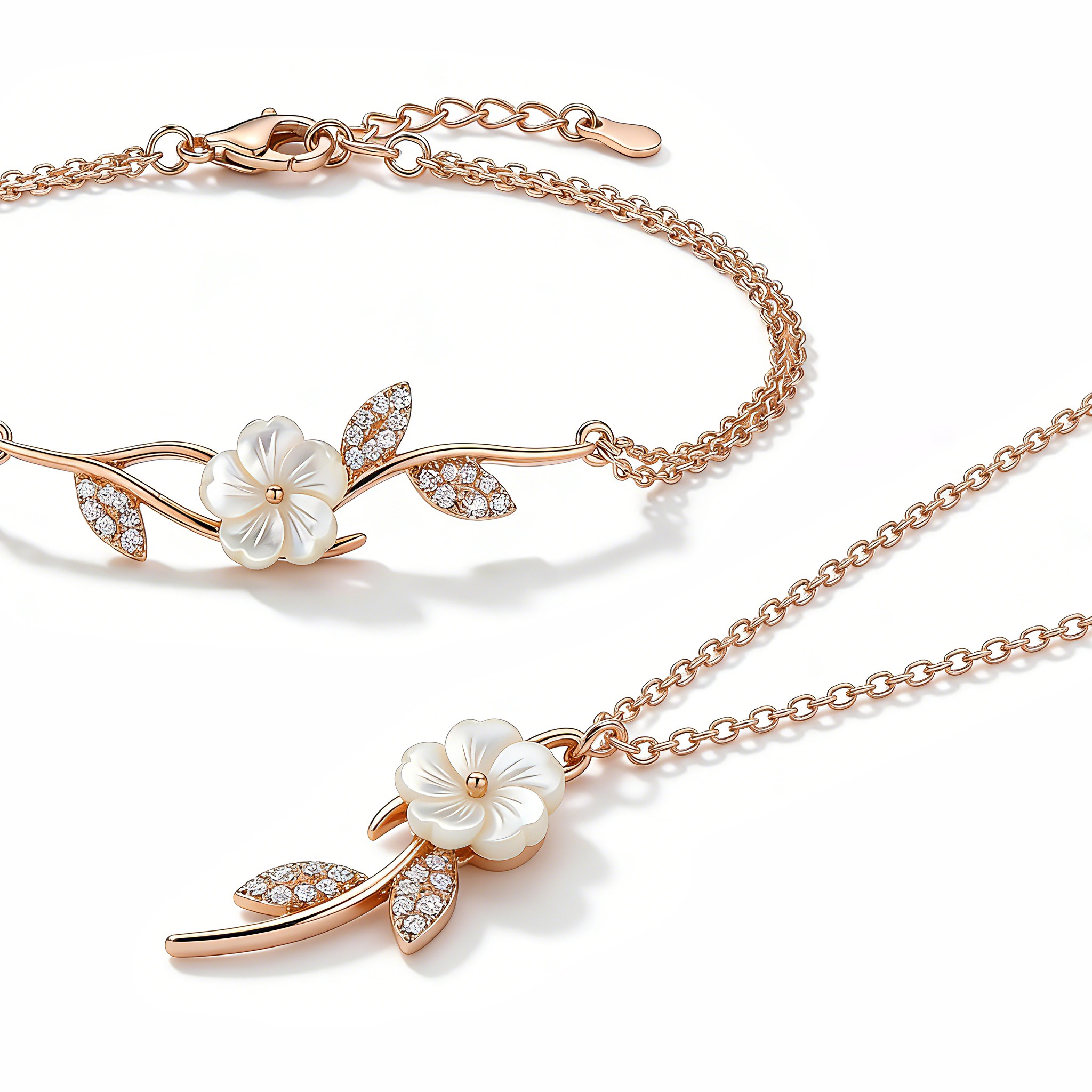 Magnolia Rose Necklace & Bracelet Set