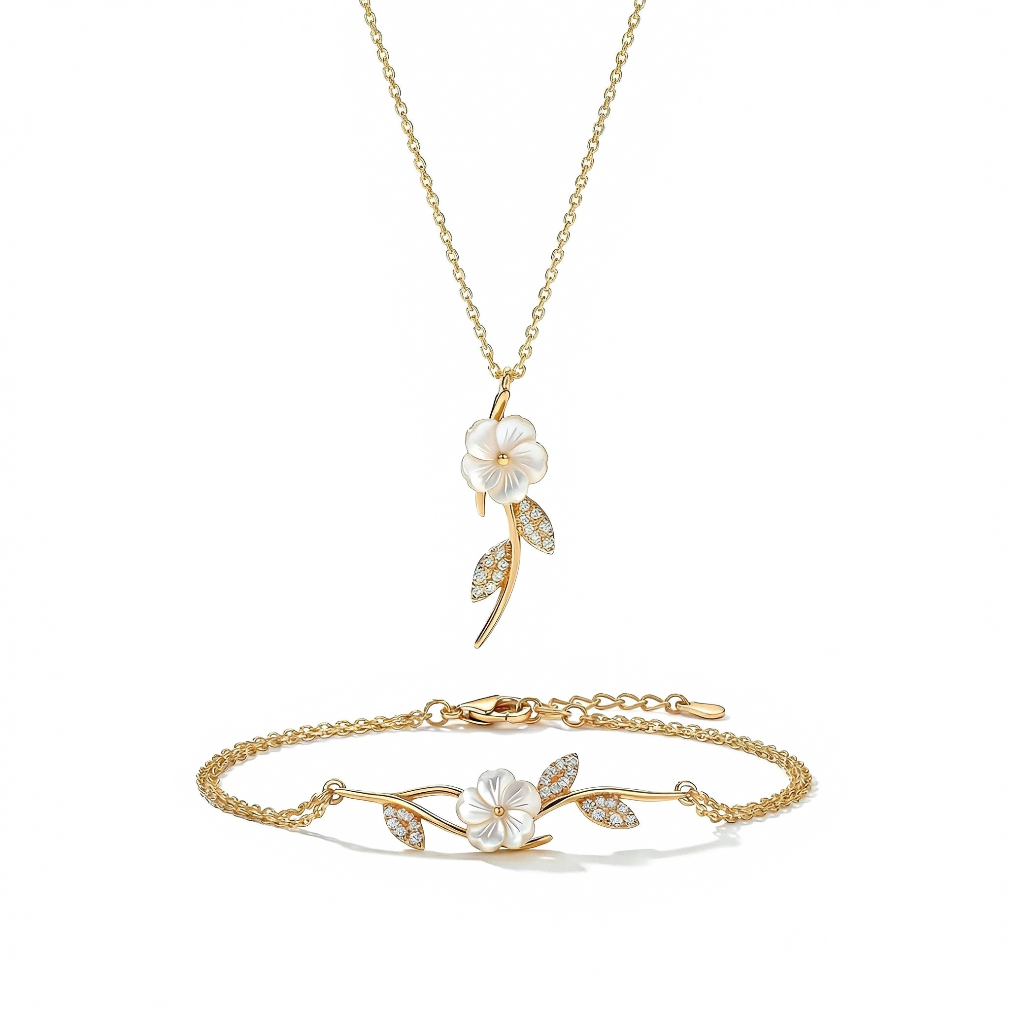 Magnolia Rose Necklace & Bracelet Set