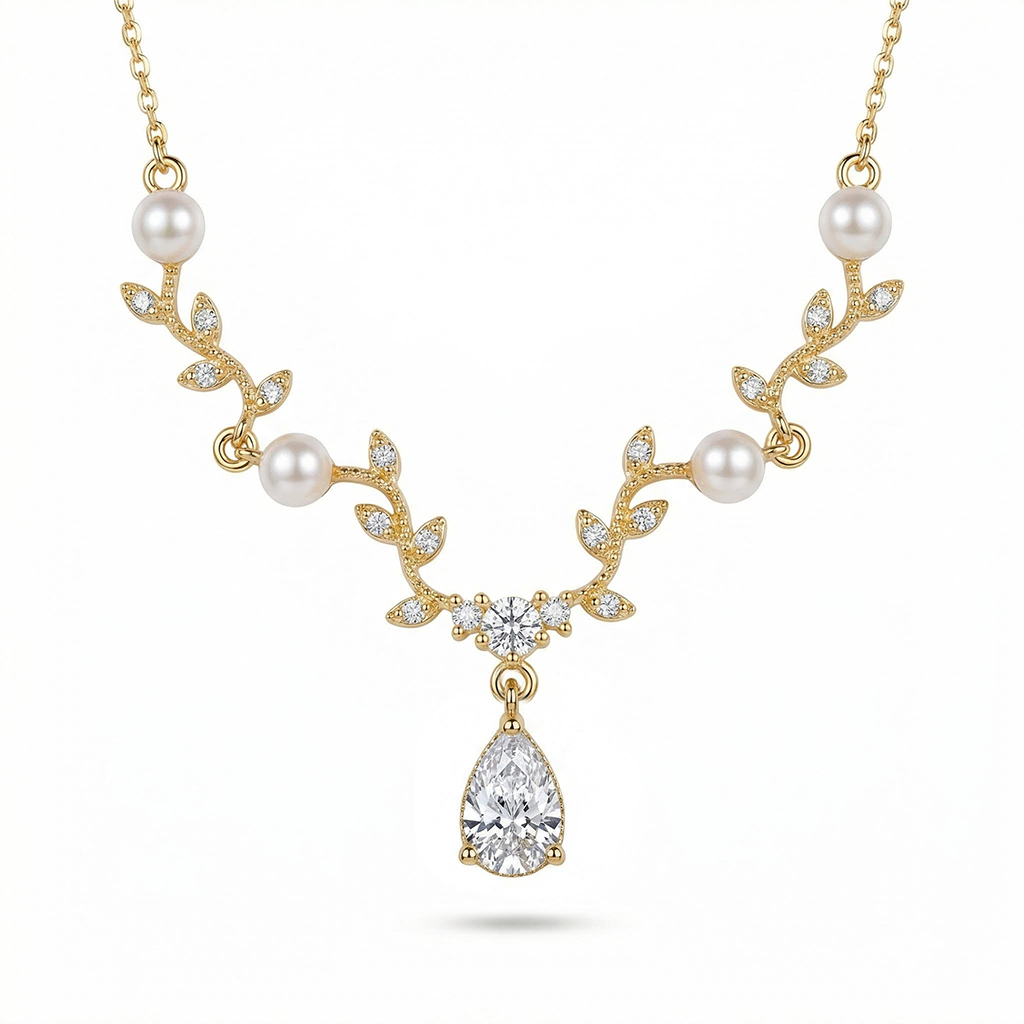 Diamond Mount Pearl Spring Necklace