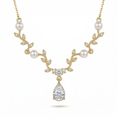 Diamond Mount Pearl Spring Necklace