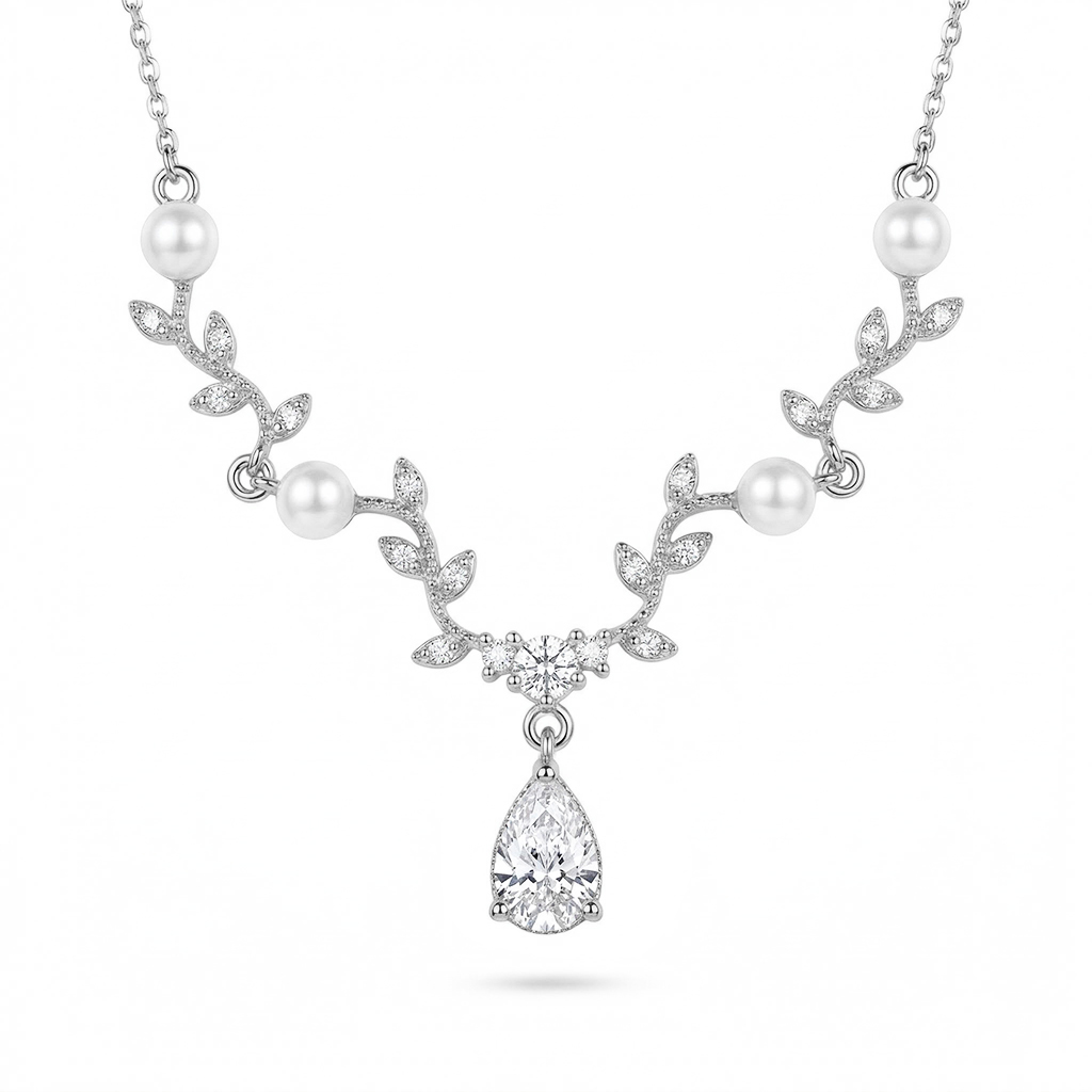 Diamond Mount Pearl Spring Necklace