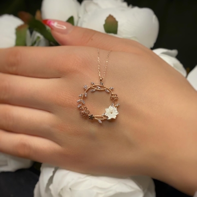 Magnolia Flower Diamond Necklace