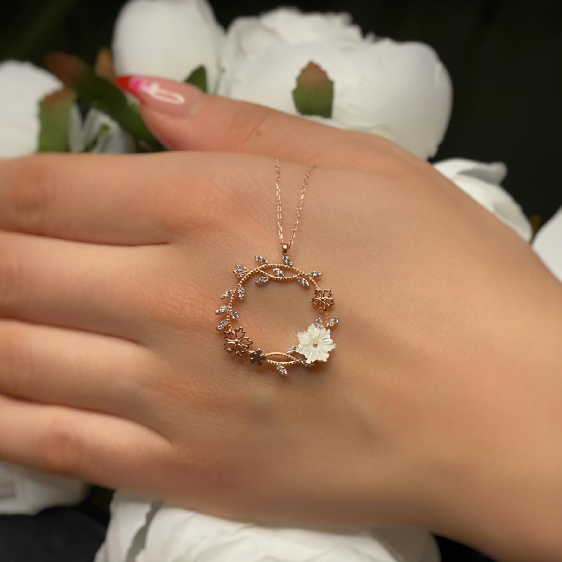 Magnolia Flower Diamond Necklace