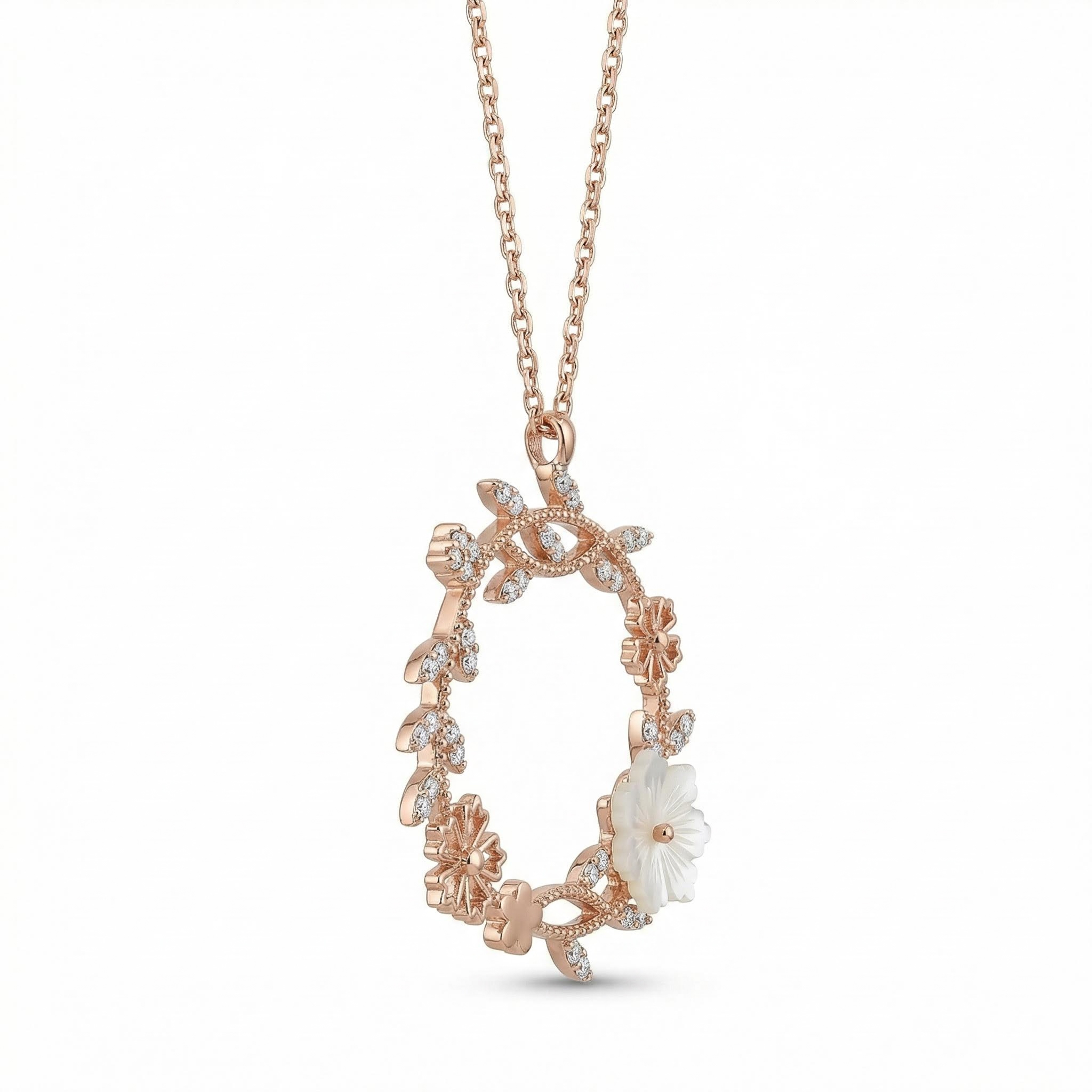 Magnolia Flower Diamond Necklace