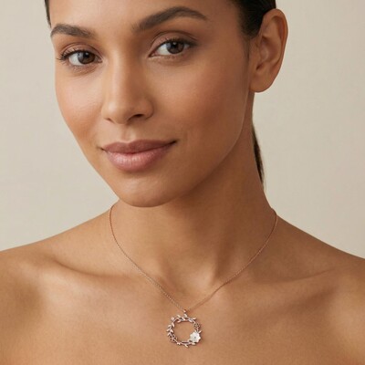 Magnolia Flower Diamond Necklace