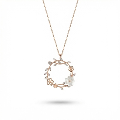 Magnolia Flower Diamond Necklace