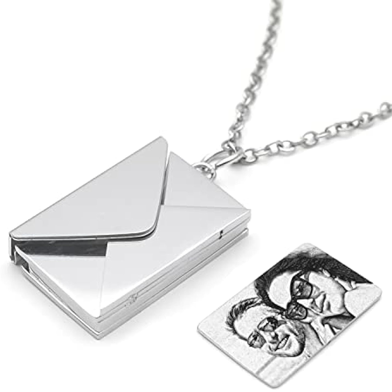 Customized Photo Envelope Locket Necklace Customized Photo Envelope Locket Necklace