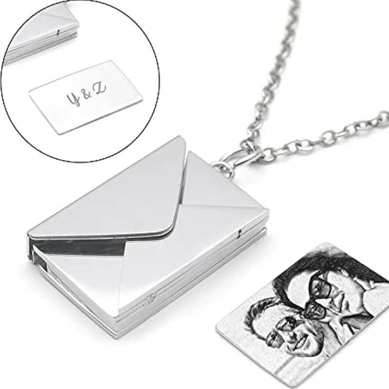 Customized Photo Envelope Locket Necklace Customized Photo Envelope Locket Necklace