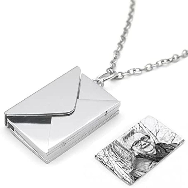 Customized Photo Envelope Locket Necklace Customized Photo Envelope Locket Necklace