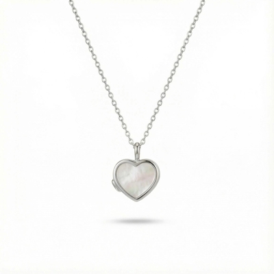 Customized Mother of Pearl Heart Photo Locket
