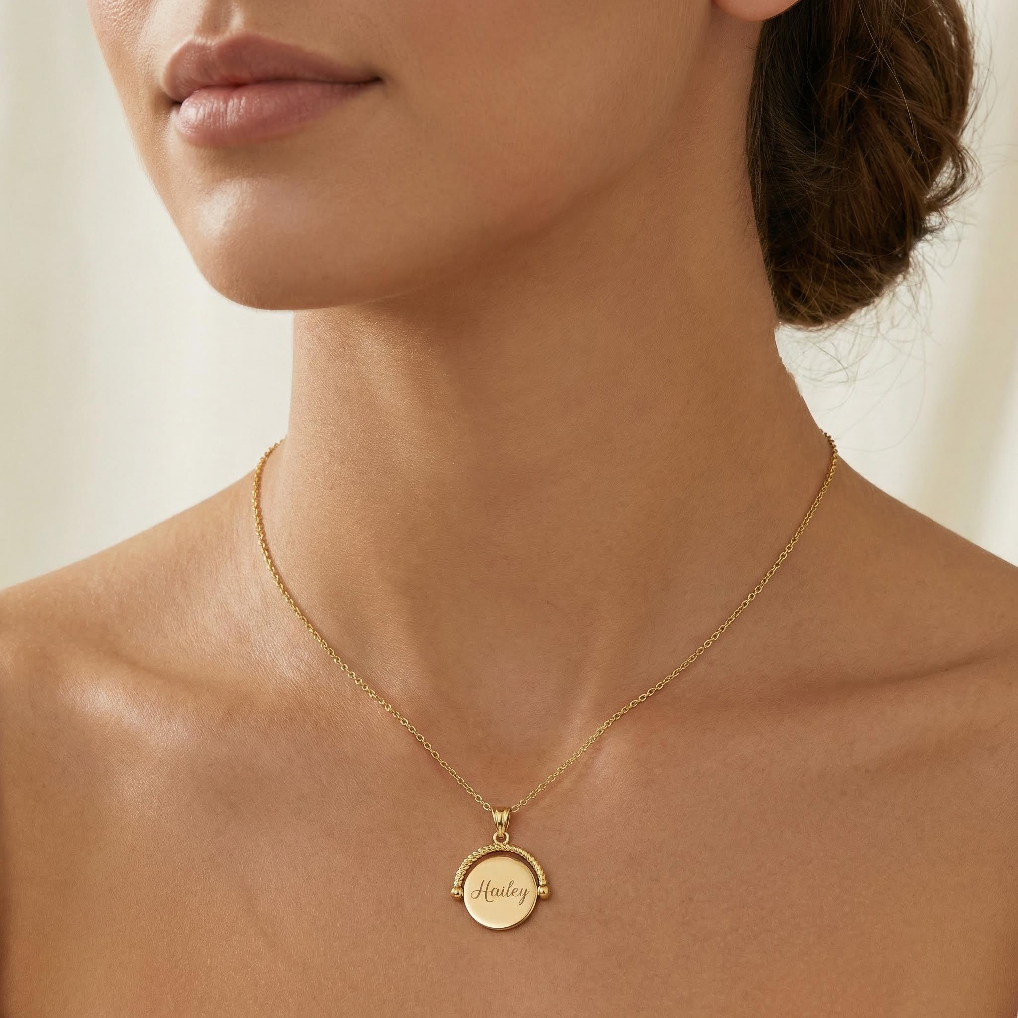 Engraved Fidget Spinner Necklace