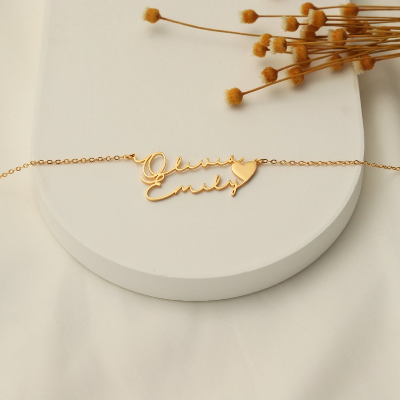 Two Name Necklace With Heart