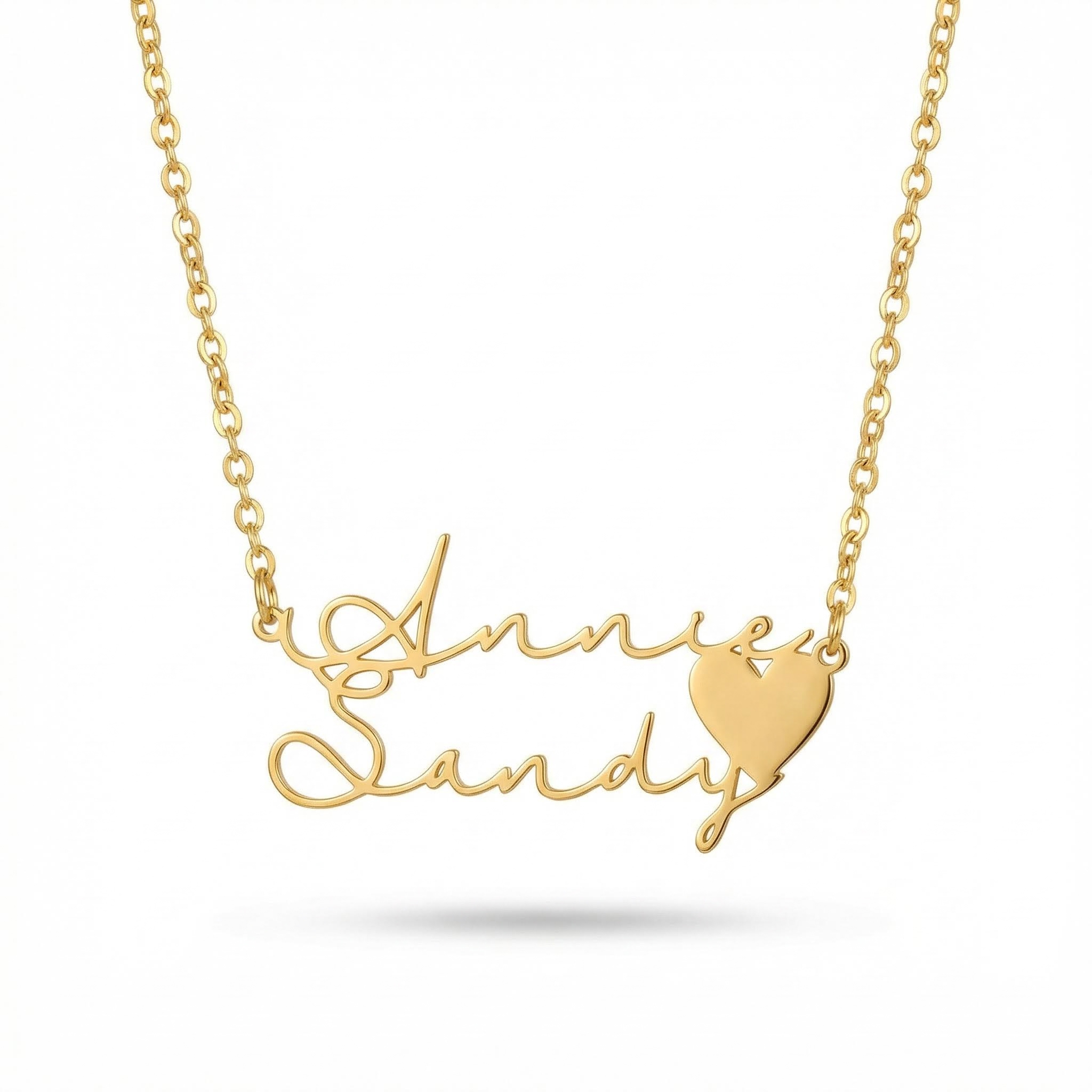 Two Name Necklace With Heart