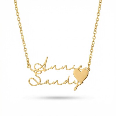 Two Name Necklace With Heart