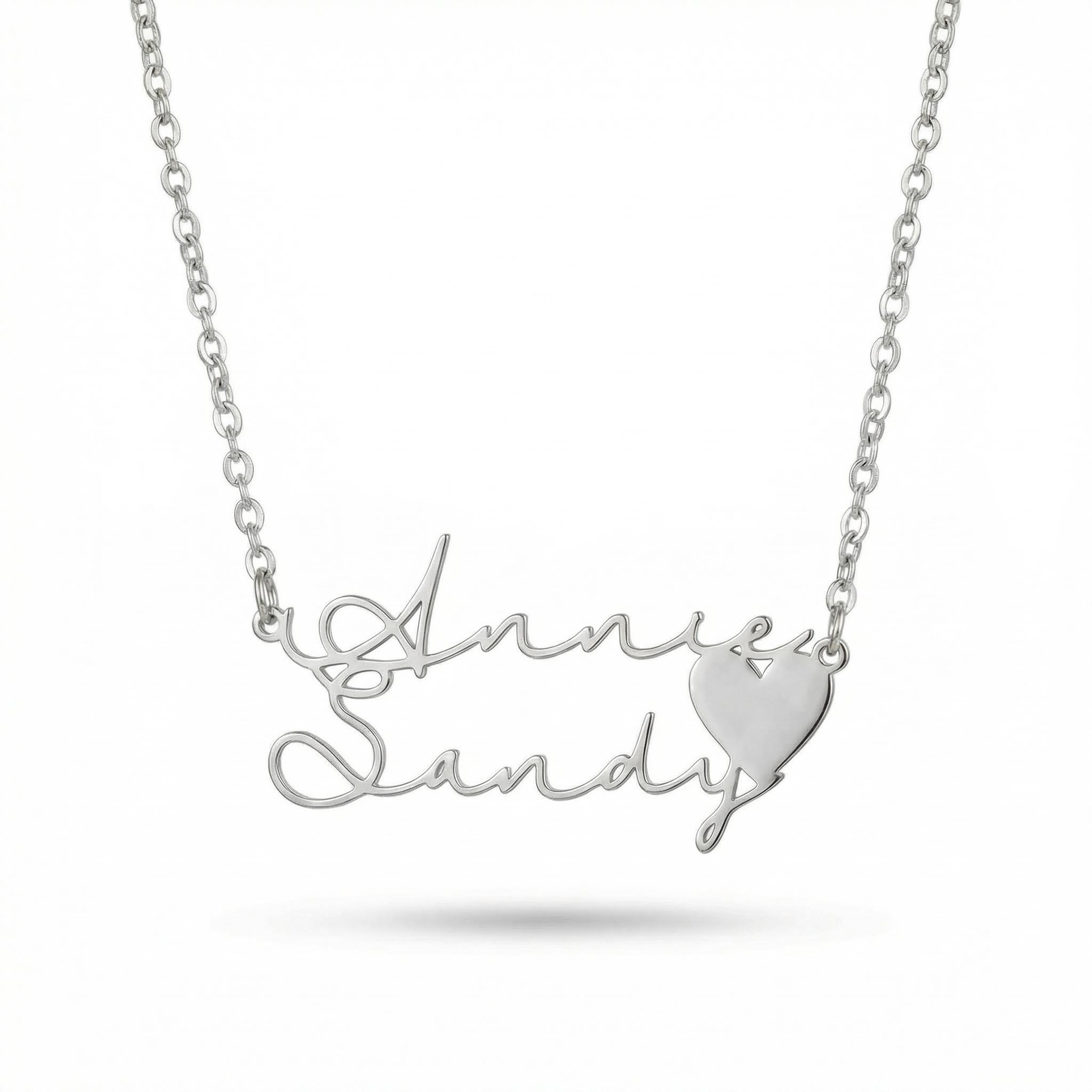 Two Name Necklace With Heart
