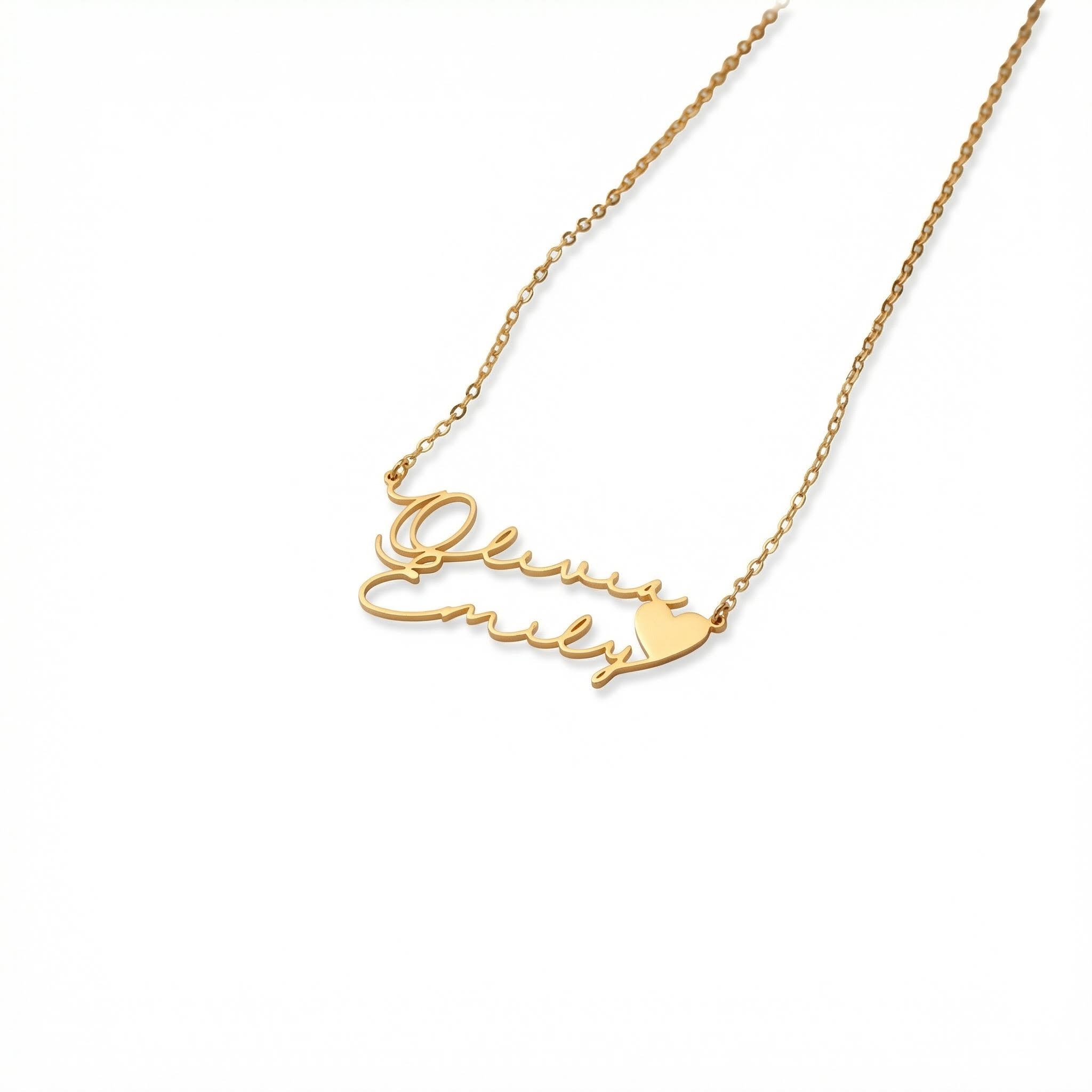 Two Name Necklace With Heart