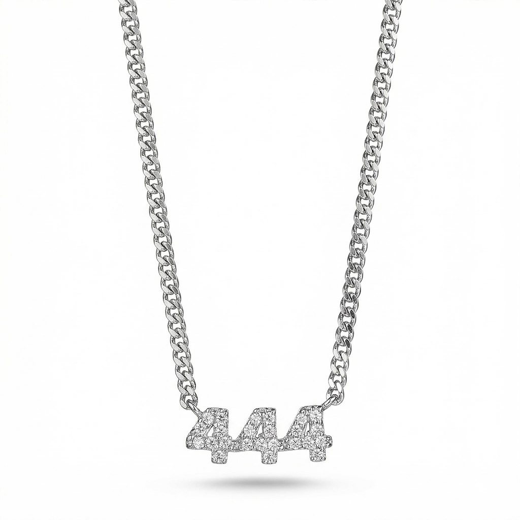 Diamond Angel Number Nameplate Necklace