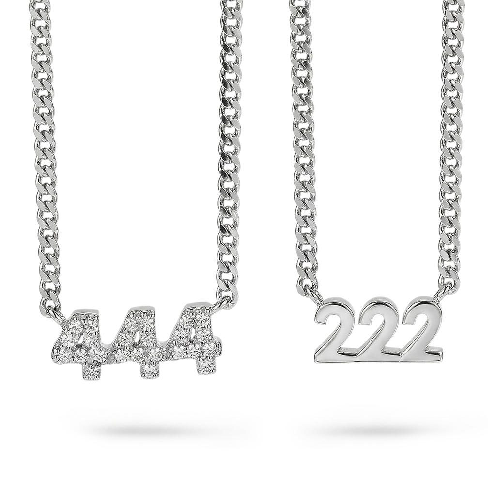 Diamond Angel Number Nameplate Necklace
