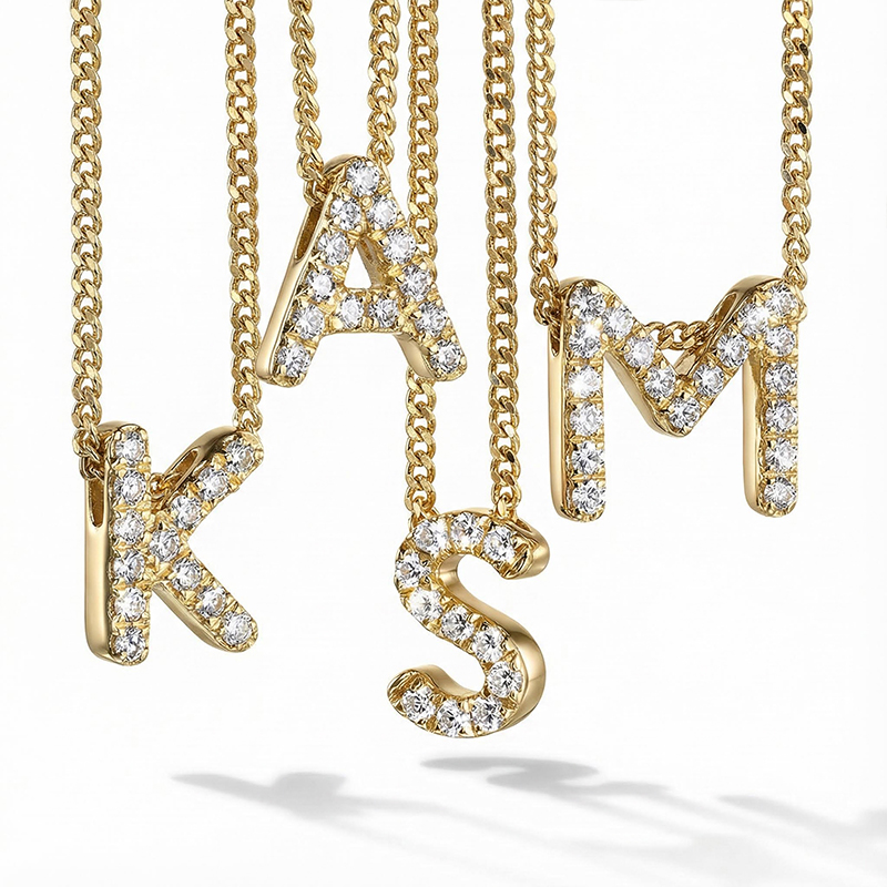 Diamond Alphabet Necklace Diamond Alphabet Necklace