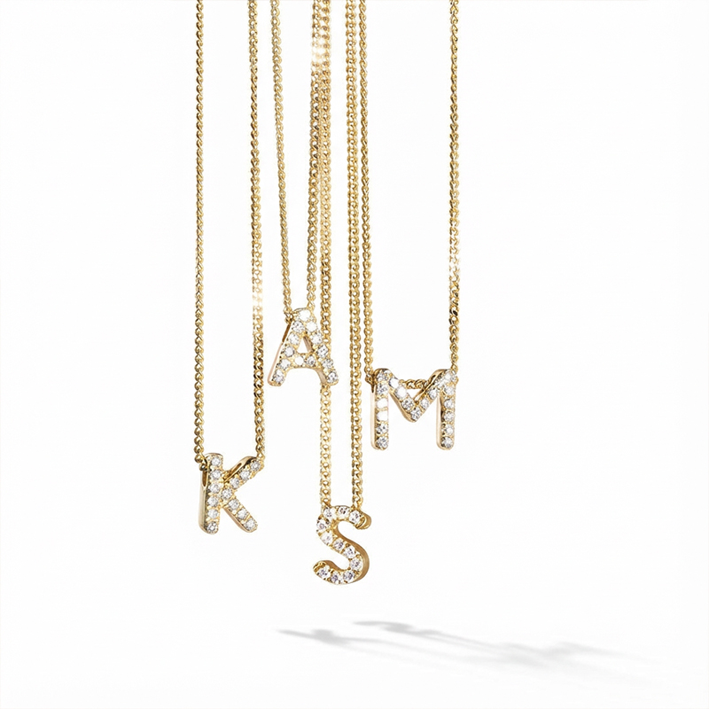 Diamond Alphabet Necklace Diamond Alphabet Necklace