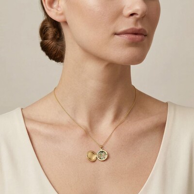 Engraved Birth Flower Locket Pendant