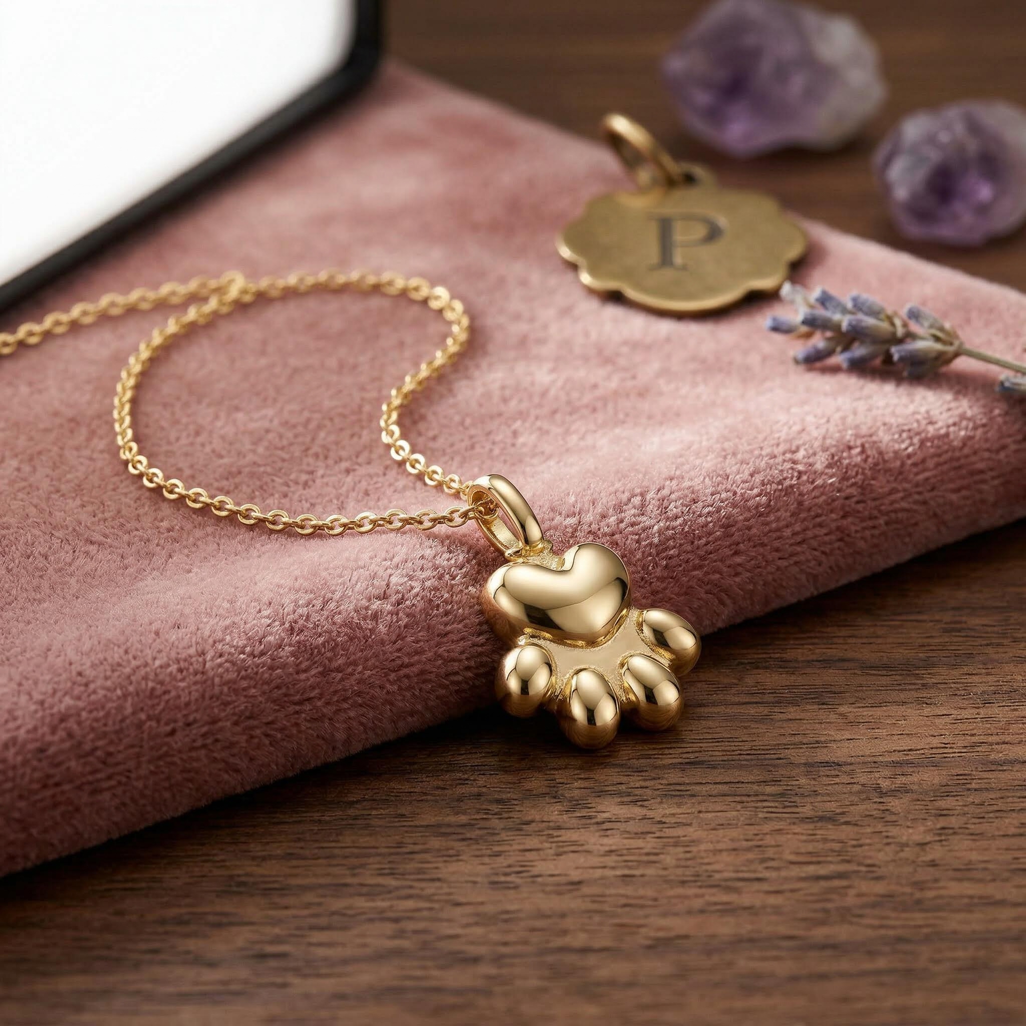 Engraved Paw Print Necklace