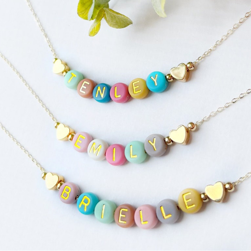 Colorful Beads Name Necklace