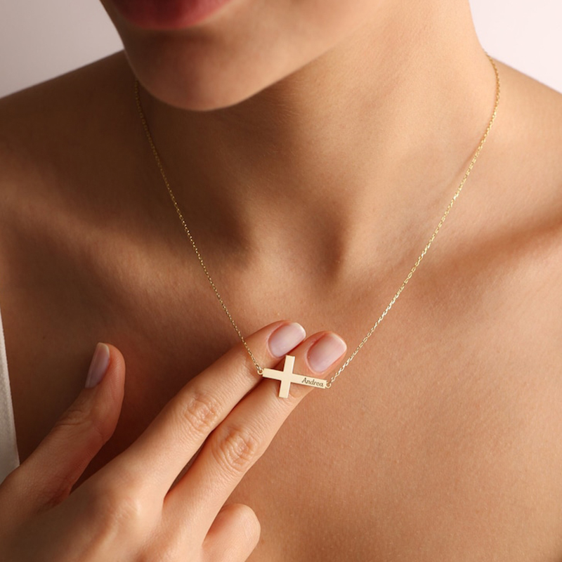 Personalized Cross Name Necklace