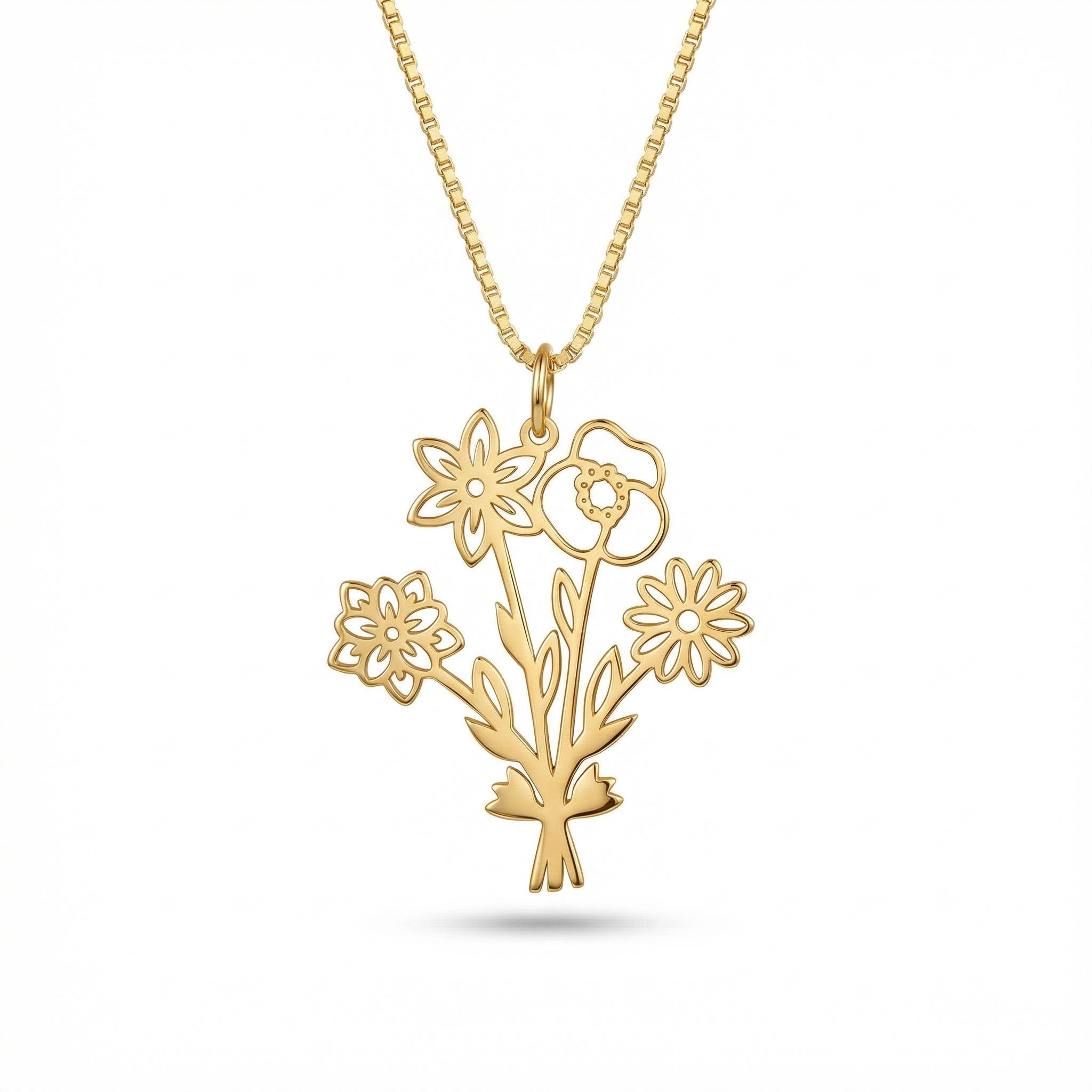 Birth Flower Bouquet Necklace