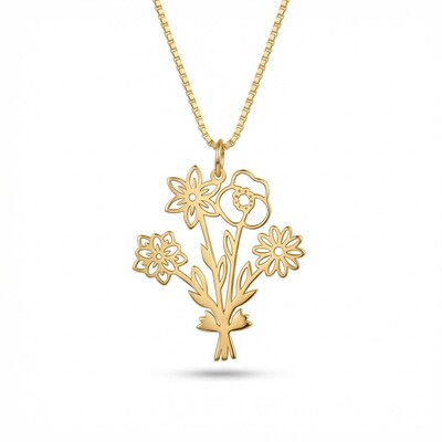 Birth Flower Bouquet Necklace
