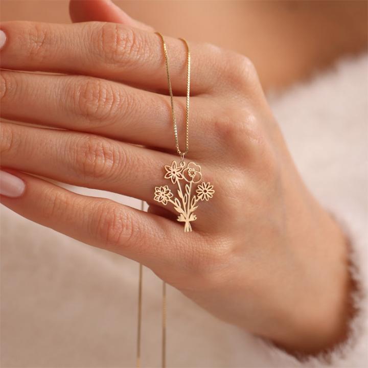 Birth Flower Bouquet Necklace