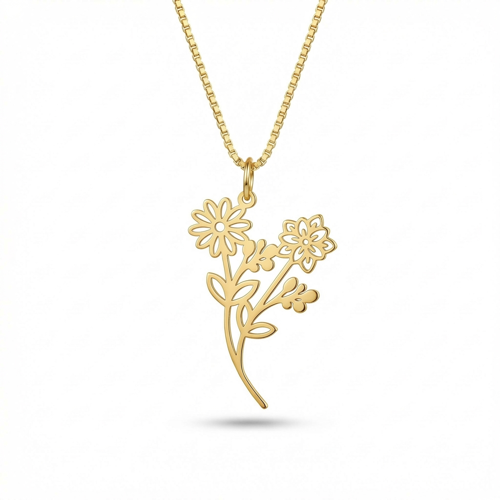 Birth Flower Bouquet Necklace