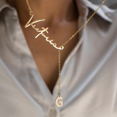 Initial Charm Name Necklace